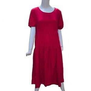 Sopiya Summery Boho Tiered Scarlet Dress Short Sleeve Rayon